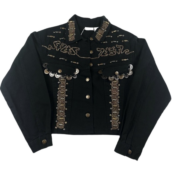 Styleworks Vintage Small Embellished and Embroidered Western Black Jacket - Picture 1 of 9